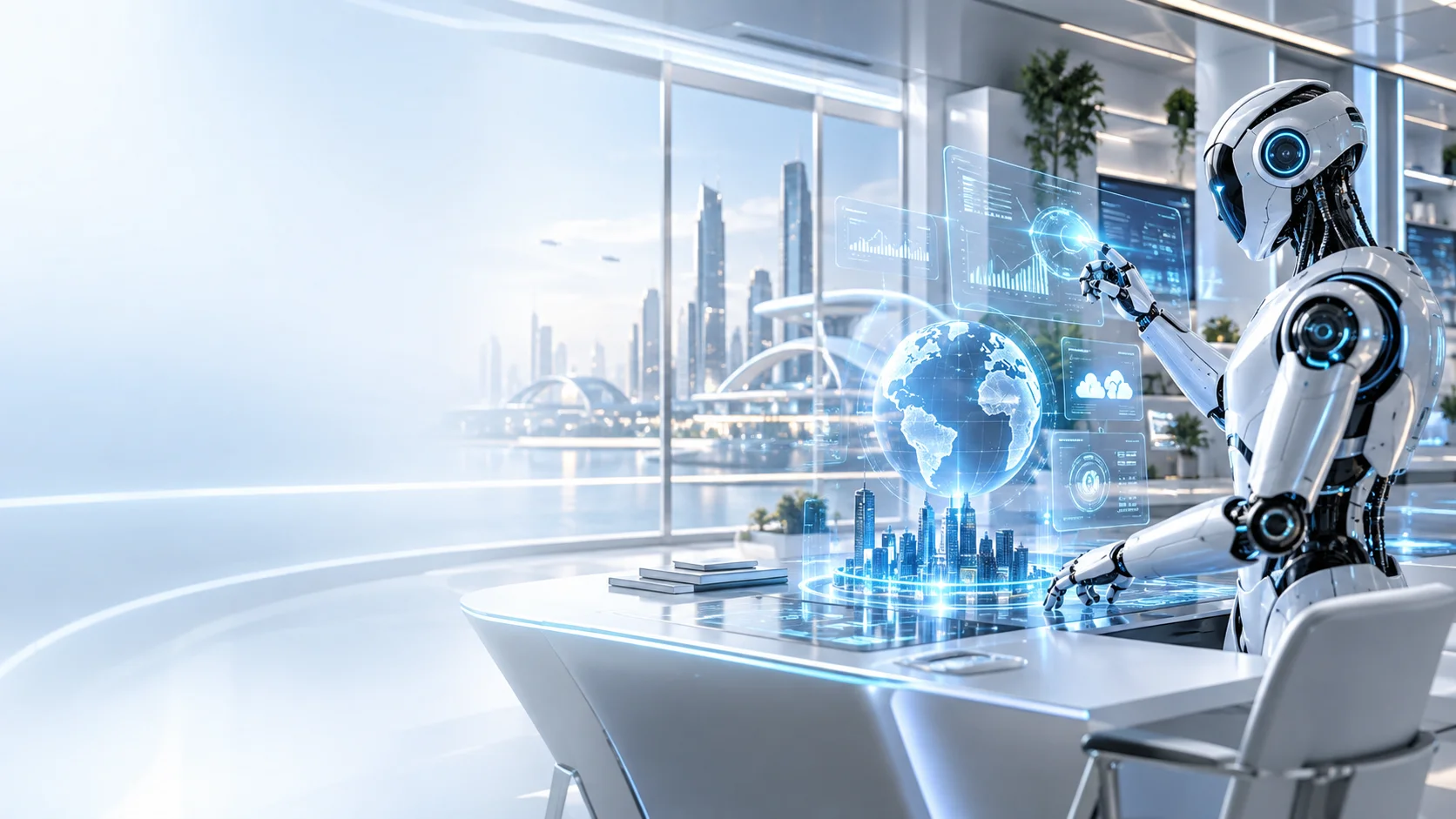 Futuristic AI and smart digital solutions concept