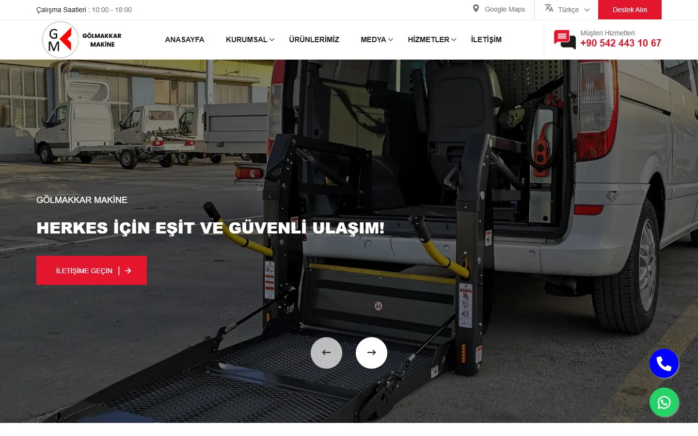 Gölmakkar Makine website homepage