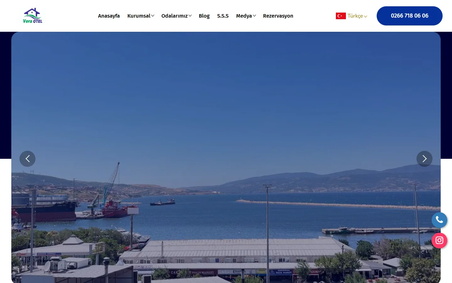 Vera Otel Bandırma website homepage
